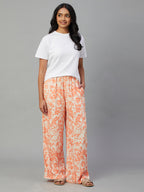 Women's Orange Viscose Regular Fit Pyjama