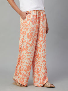 Women's Viscose Regular Fit Pyjama Orange