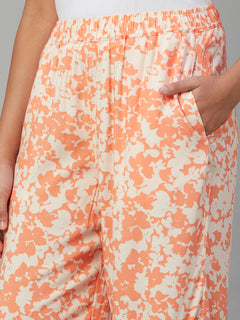 Women's Viscose Regular Fit Pyjama Orange