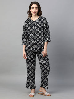 Women's Cotton Regular Fit Pyjama Black