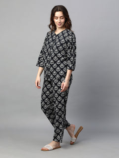 Women's Cotton Regular Fit Pyjama Black