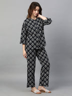 Women's Black Cotton Regular Fit Pyjama