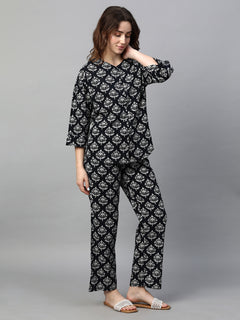 Women's Cotton Regular Fit Pyjama Black
