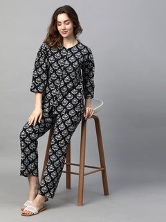 Women's Cotton Regular Fit Pyjama Black