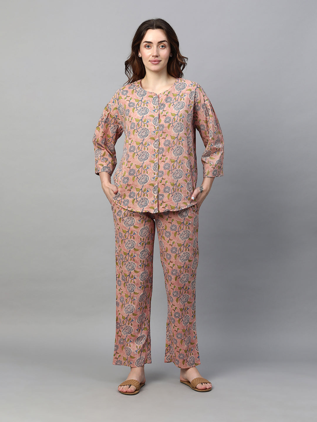 Women's Pink Cotton Regular Fit Pyjama