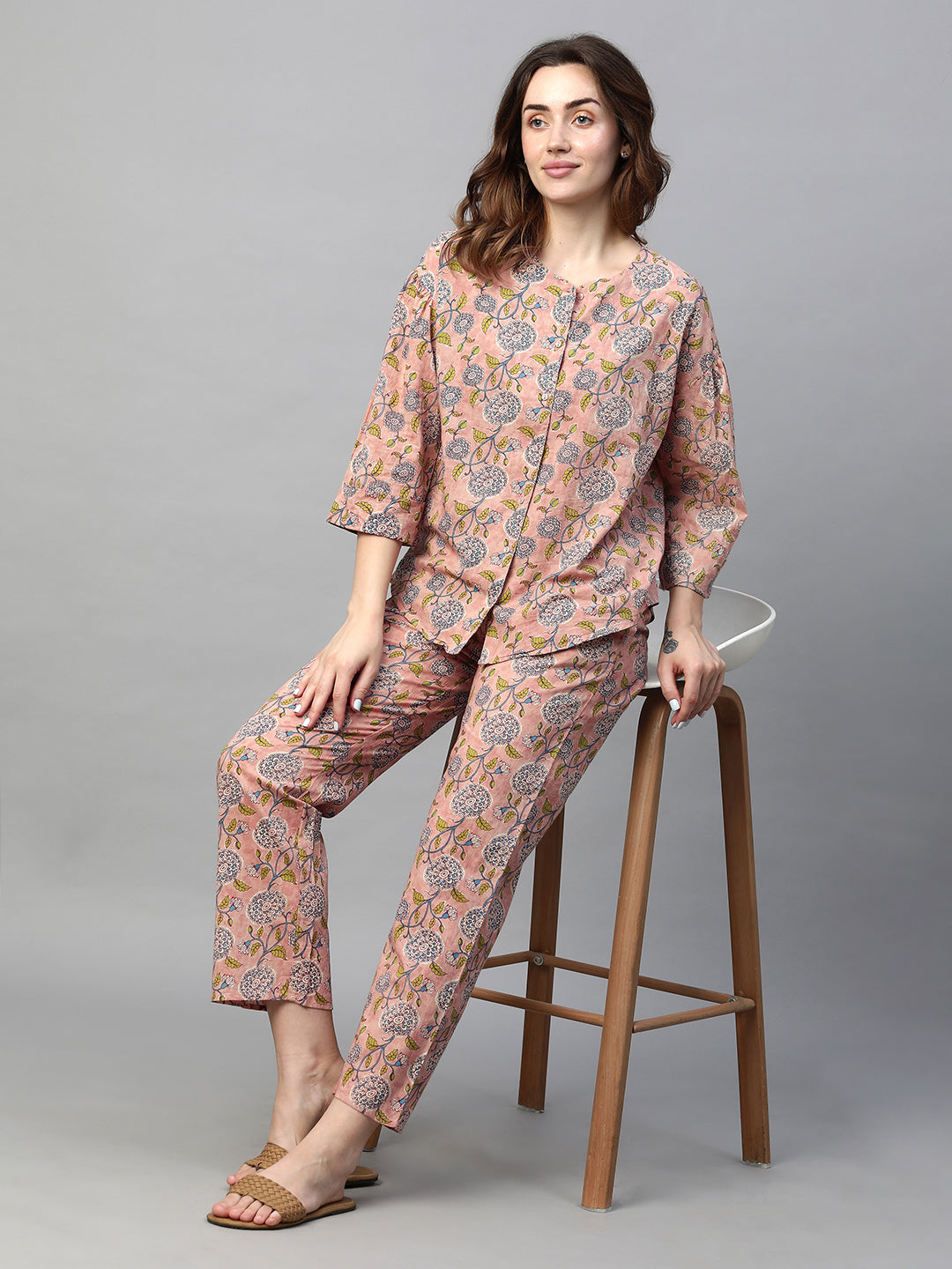 Women's Pink Cotton Regular Fit Pyjama