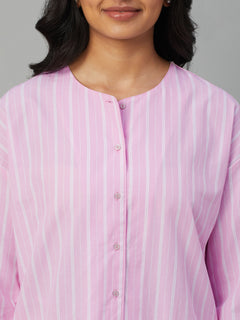Women's 100% Cotton Regular Fit Pyjama Suit Pink