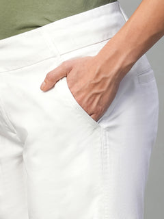 Women's Cotton Lycra Regular Fit Shorts White