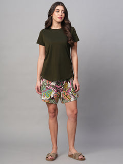 Women's Multi 100% Cotton Regular Fit Shorts