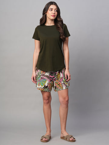 Women's Multi 100% Cotton Regular Fit Shorts