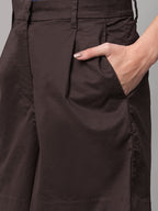 Women's Brown Cotton Lycra Regular Fit Shorts