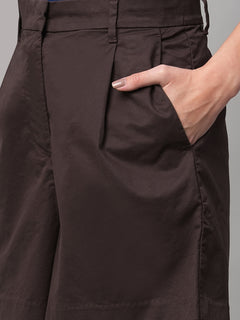 Women's Cotton Lycra Regular Fit Shorts Brown