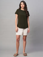 Women's Natural Cotton Lycra Regular Fit Shorts