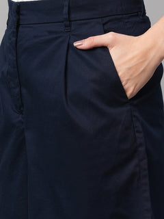 Women's Cotton Lycra Regular Fit Shorts Navy