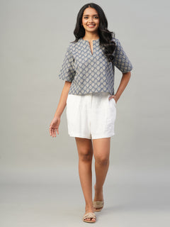Women's Linen Viscose Regular Fit Shorts White