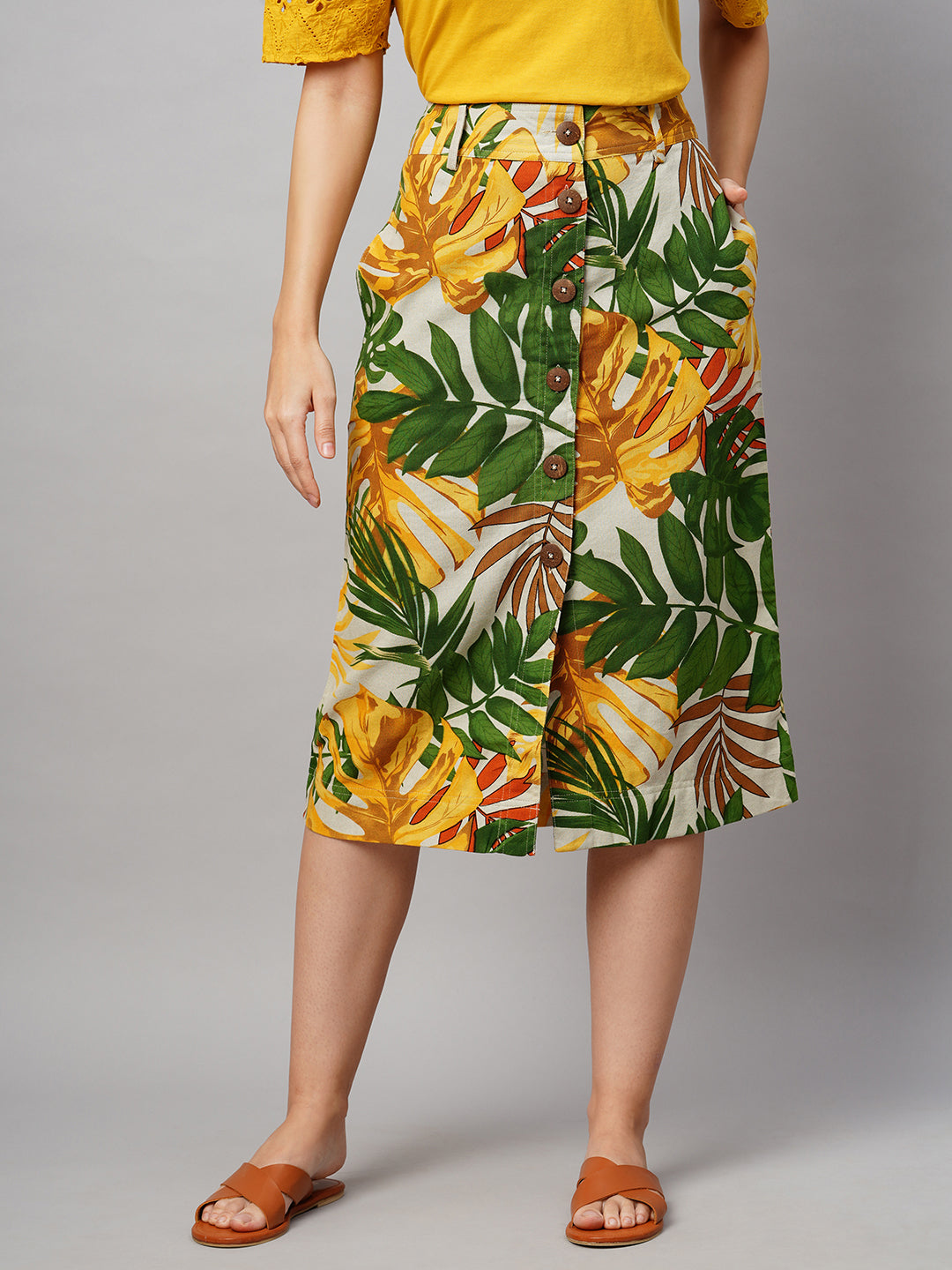 Women's Cotton Viscose Multi Regular Fit Skirt