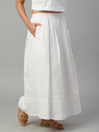 Women's White 100% Cotton Regular Fit Skirt