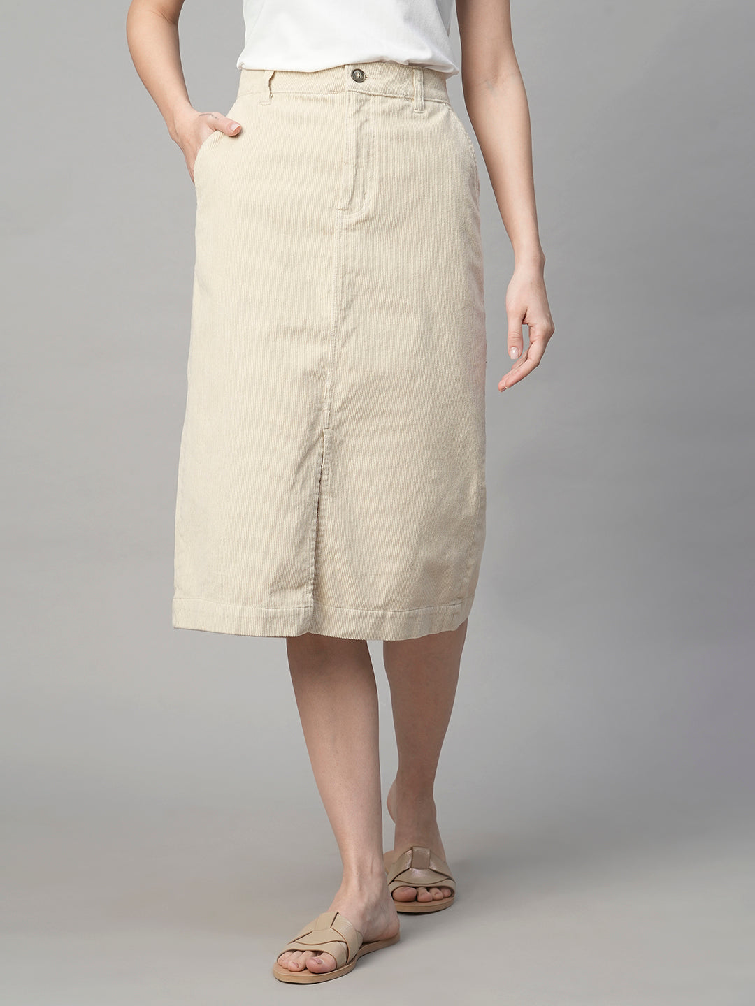 Women's Corduroy Natural 100% Cotton Regular Fit Skirt