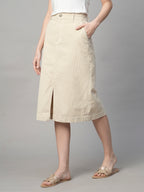 Women's Corduroy Natural 100% Cotton Regular Fit Skirt