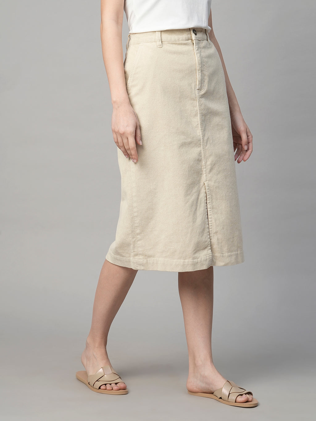 Women's Corduroy Natural 100% Cotton Regular Fit Skirt