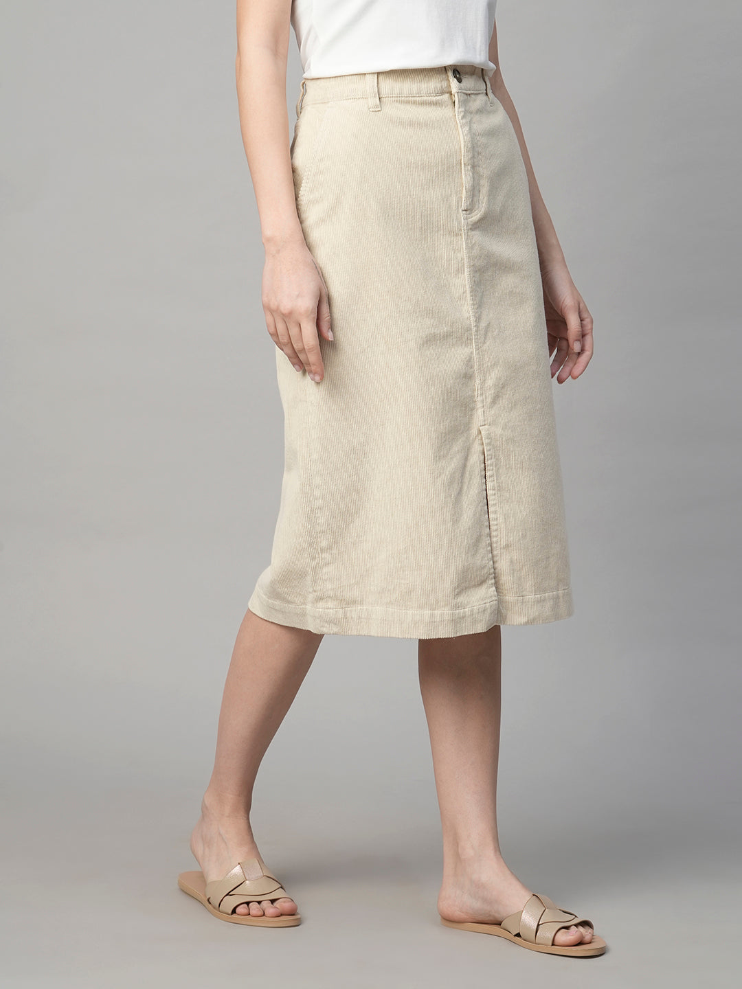 Women's Corduroy Natural 100% Cotton Regular Fit Skirt