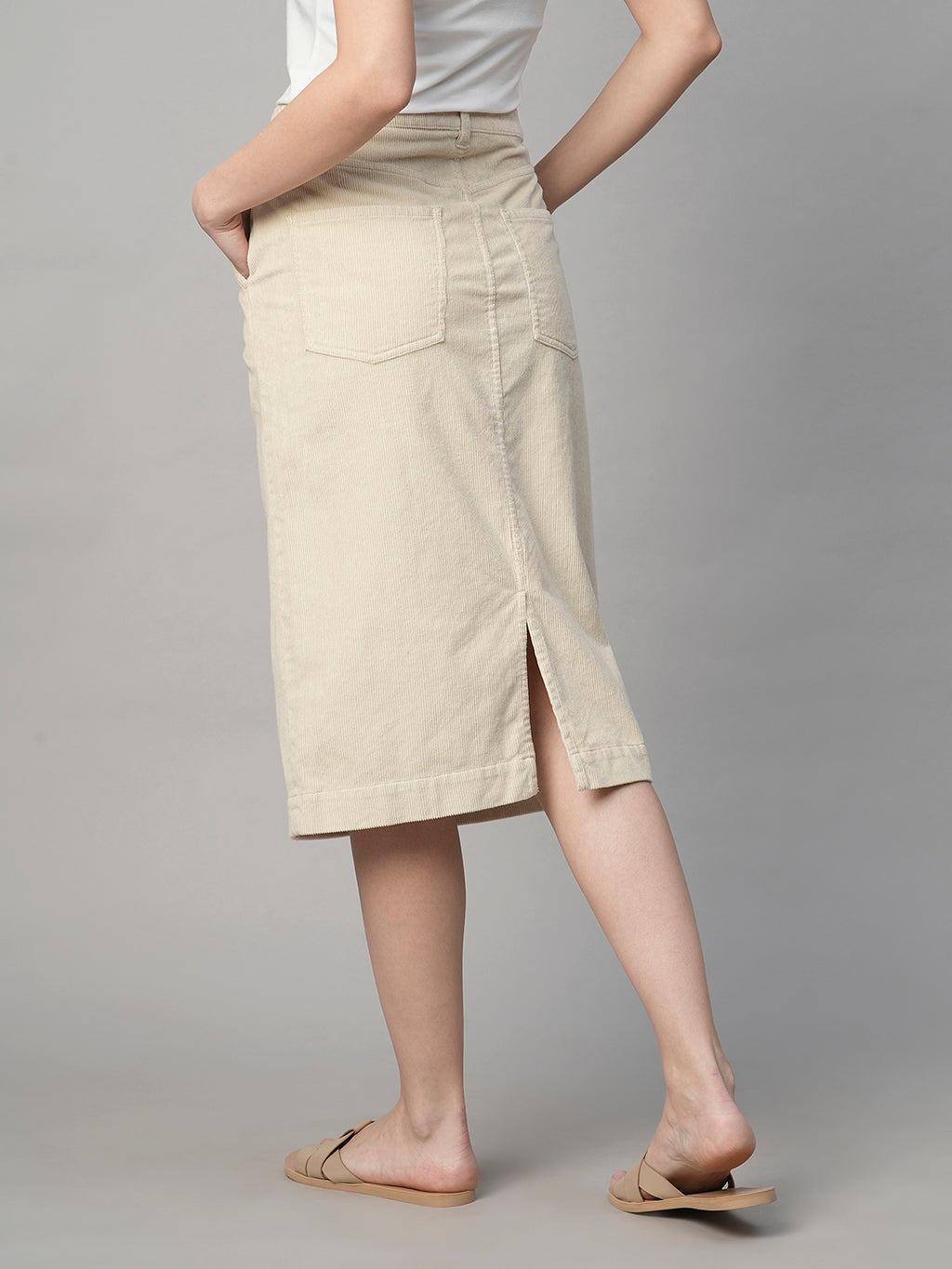 Women's Corduroy Natural 100% Cotton Regular Fit Skirt