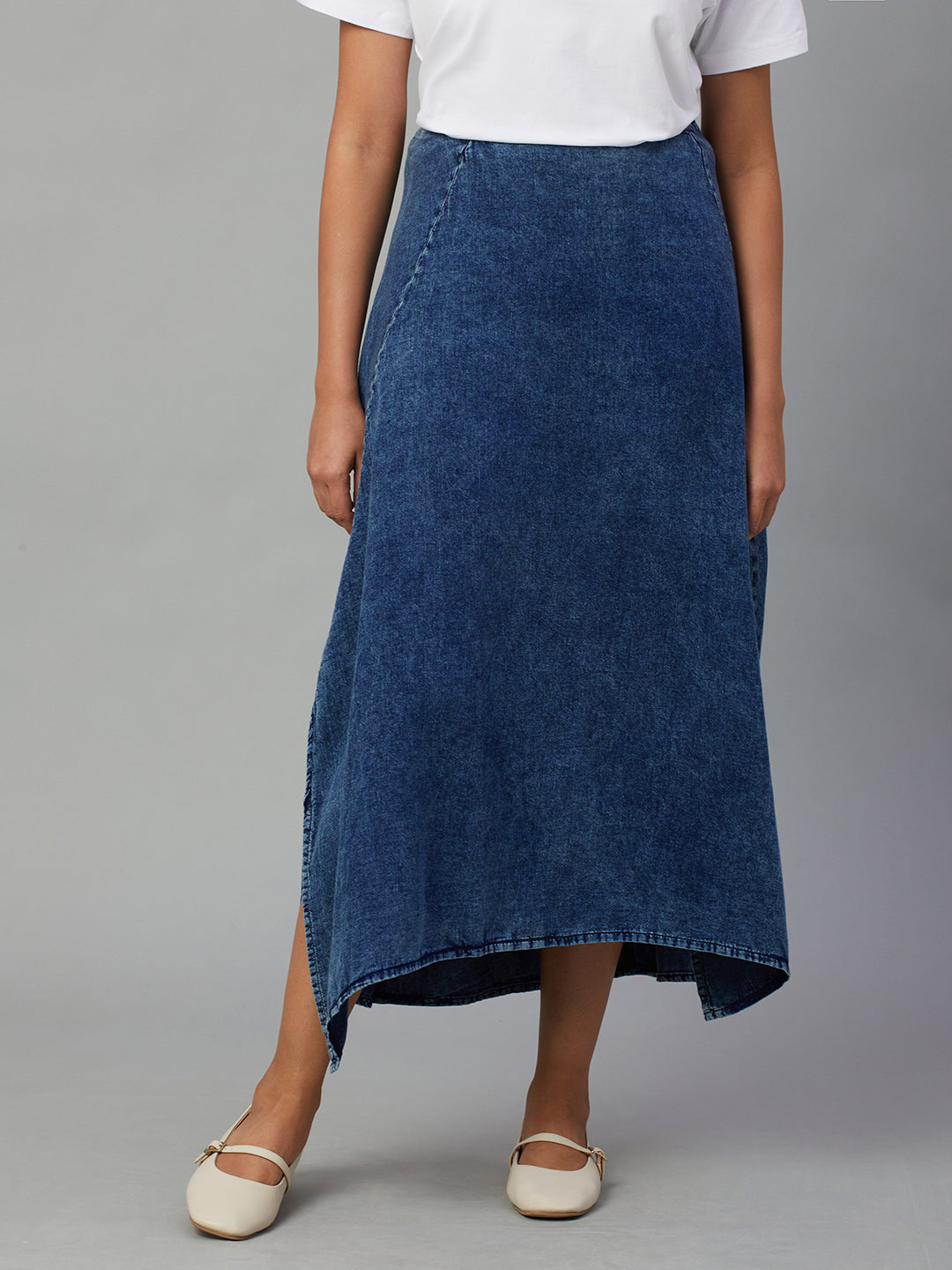 Women's Indigo 100% Cotton Regular Fit Skirt