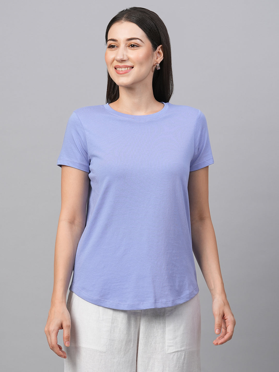 Women's Lavender Cotton Slim Fit Tshirt