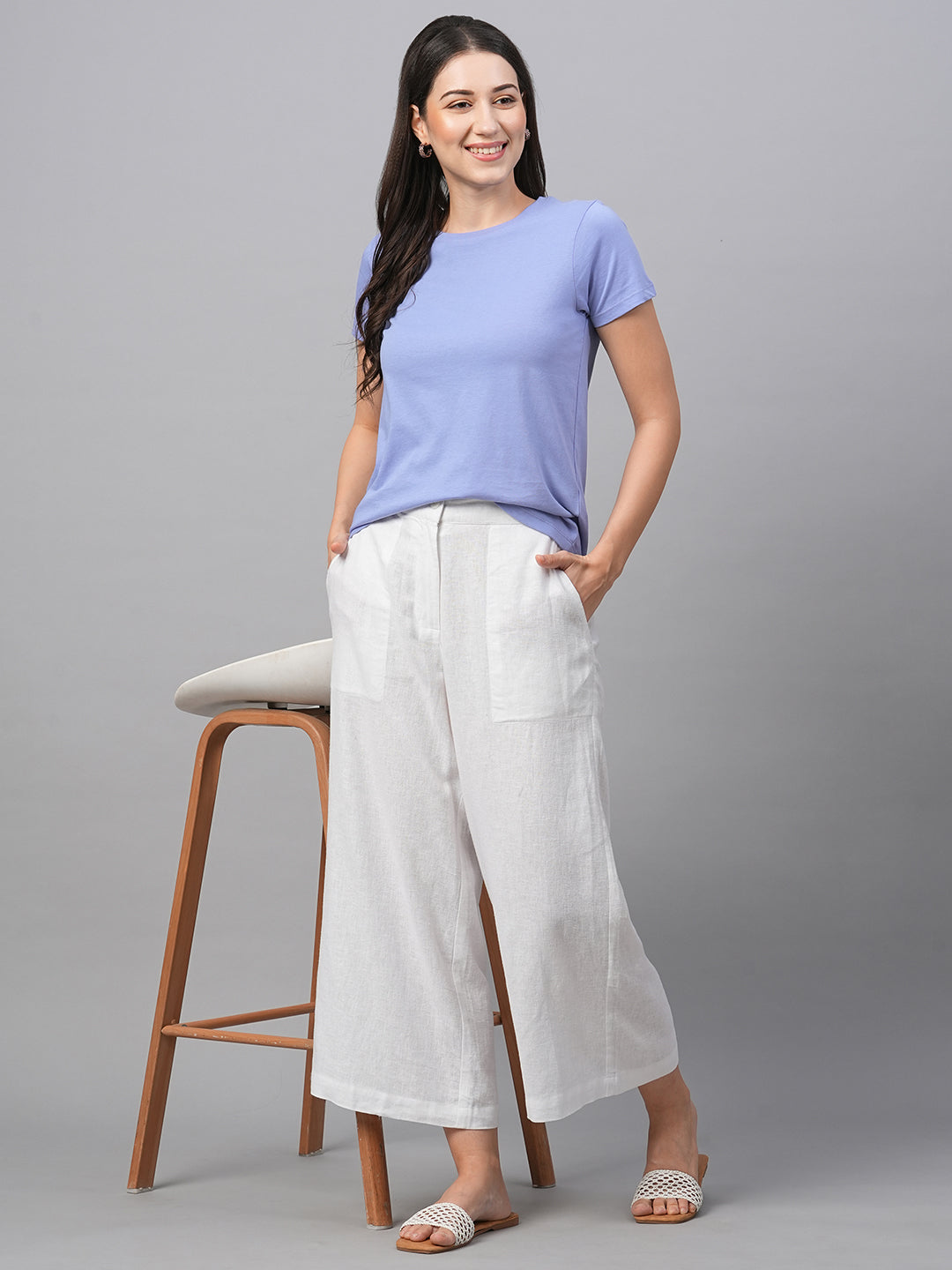 Women's Lavender Cotton Regular Fit Tshirt