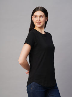 Women’s Cotton Regular Fit Fitted Crew Neck T-Shirt Black