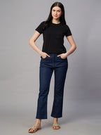Women's Black 100% Cotton Regular Fit Tshirt