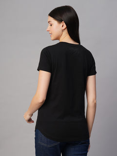 Women’s Cotton Regular Fit Fitted Crew Neck T-Shirt Black