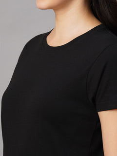 Women’s Cotton Regular Fit Fitted Crew Neck T-Shirt Black