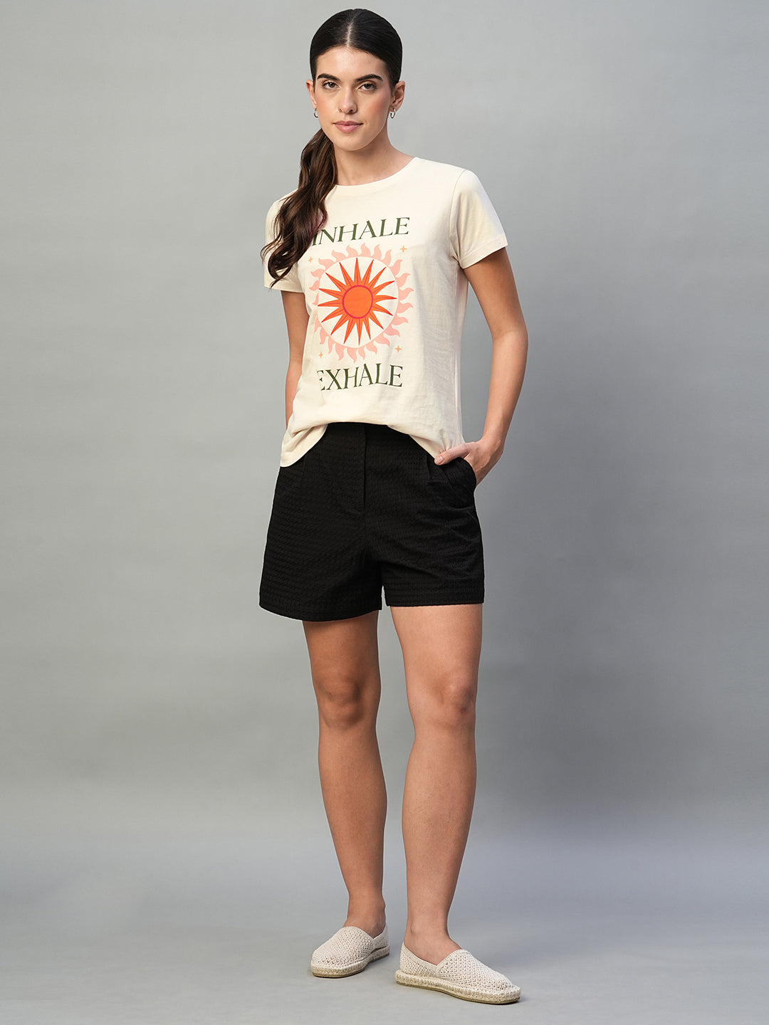 Women's Natural 100% Cotton Slim Fit Tshirt