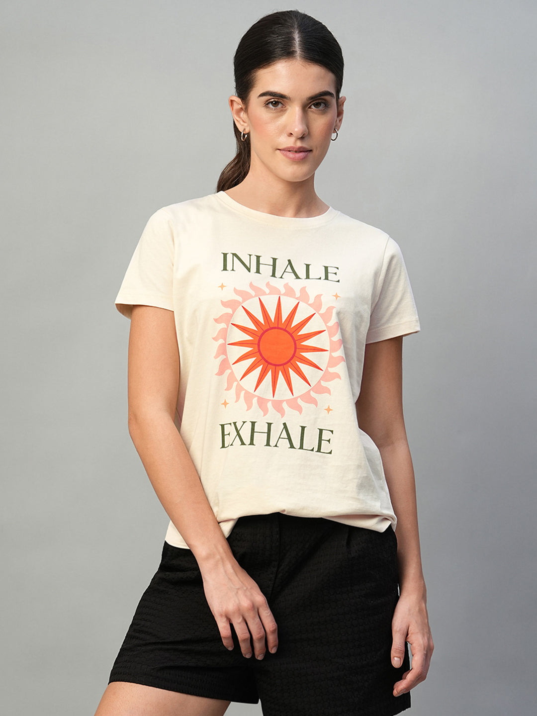 Women's Natural 100% Cotton Slim Fit Tshirt