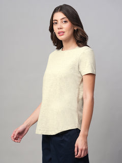 Women’s Cotton Regular Fit T-Shirt Ecru Melan
