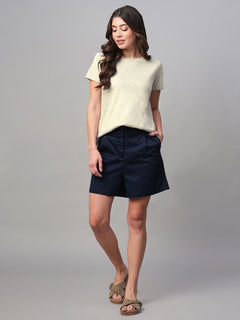 Women’s Cotton Regular Fit T-Shirt Ecru Melan