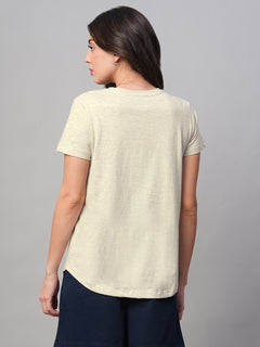 Women’s Cotton Regular Fit T-Shirt Ecru Melan