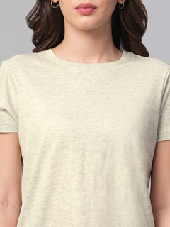 Women’s Cotton Regular Fit T-Shirt Ecru Melan