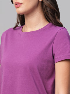 Women’s Cotton Regular Fit T-Shirt Purple