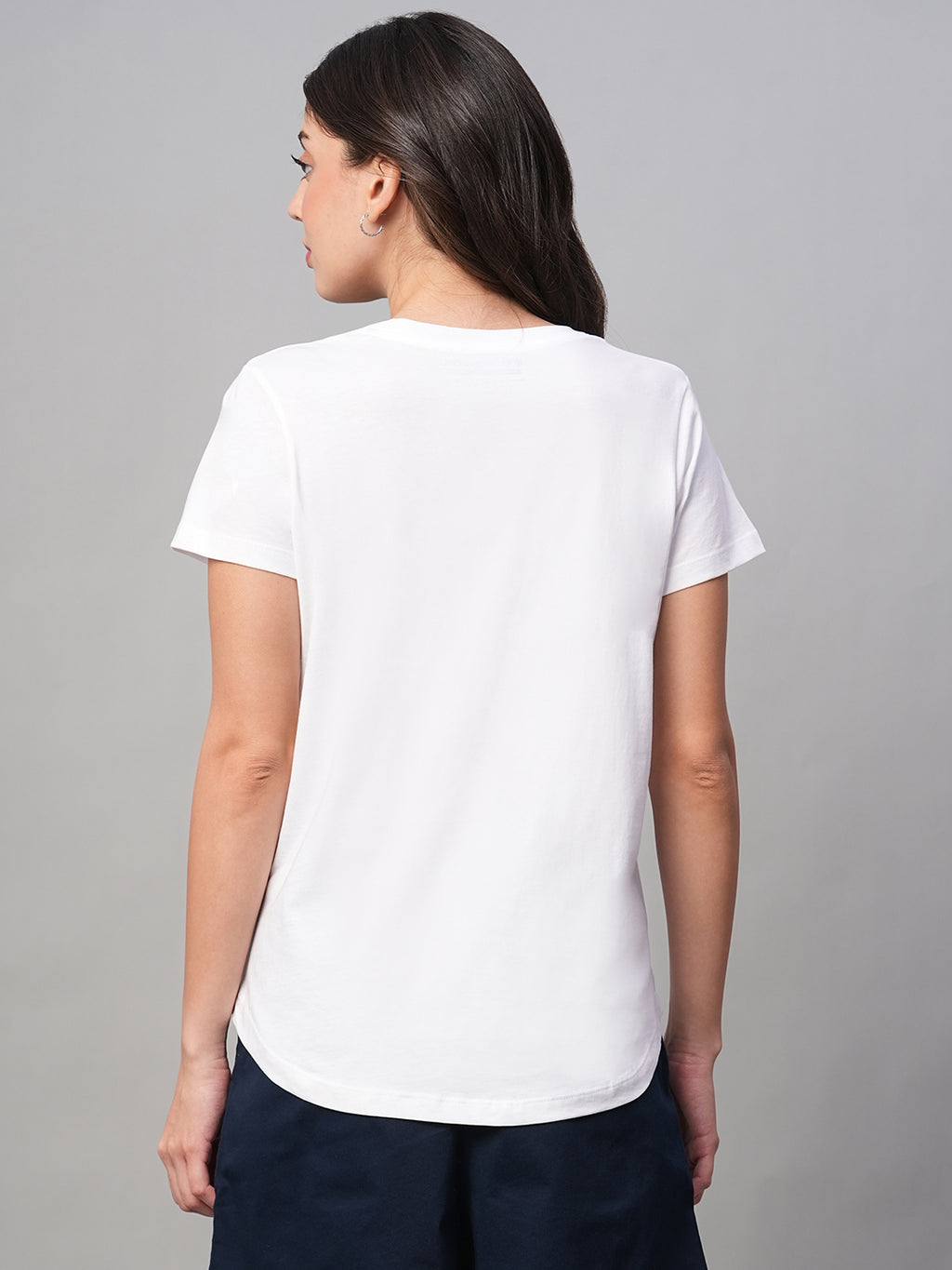 Women's White 100% Cotton Regular Fit Tshirt