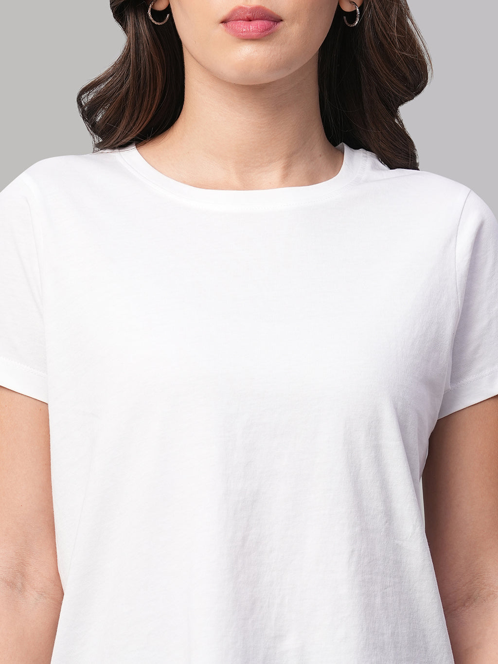 Women's White 100% Cotton Regular Fit Tshirt