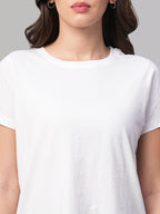 Women's White 100% Cotton Regular Fit Tshirt