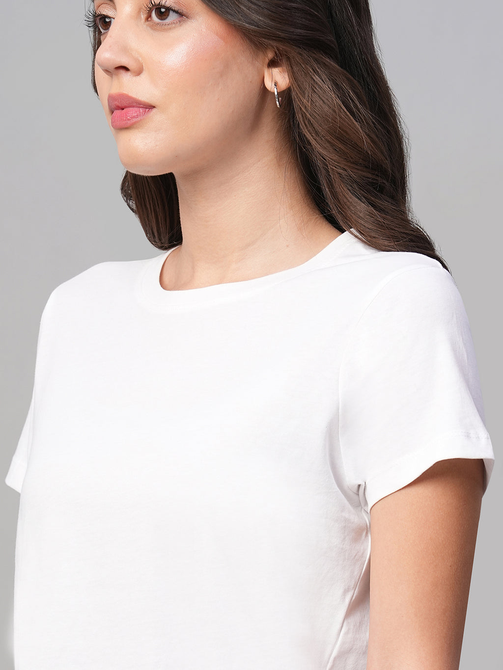 Women's White 100% Cotton Regular Fit Tshirt