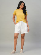 Women's Mustard 100% Cotton Slim Fit Tshirt