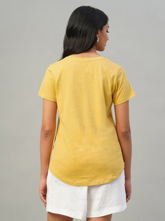 Women's 100% Cotton Slim Fit Tshirt Mustard