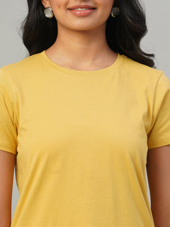 Women's 100% Cotton Slim Fit Tshirt Mustard