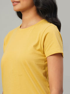 Women's 100% Cotton Slim Fit Tshirt Mustard