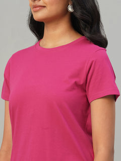 Women's 100% Cotton Slim Fit Tshirt Pink