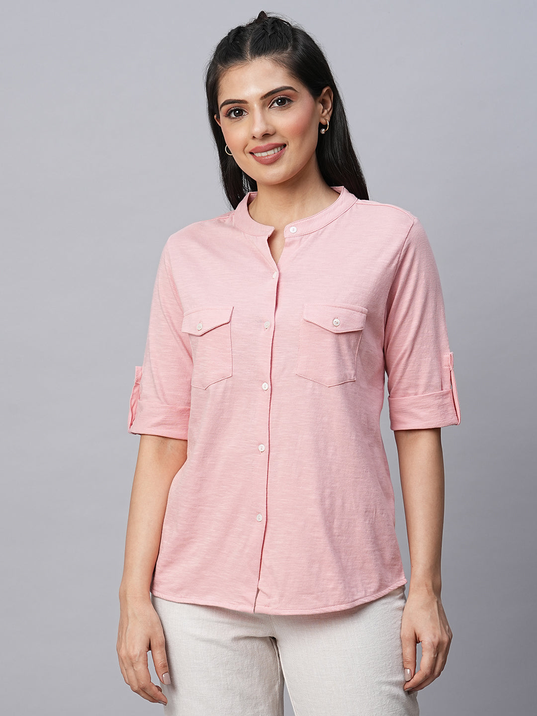 Women's Cotton Pink Regular Fit Tshirt